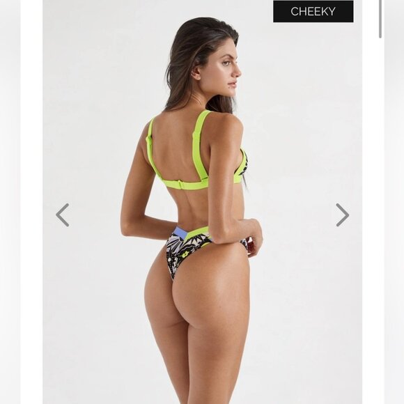 NWT OneOne Swimwear SET Bikini Blue Neon Yellow White Black Jesse Kameron New - Picture 12 of 13